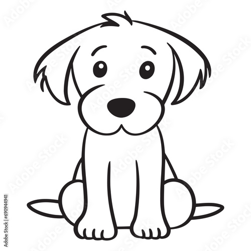 Vector hand drawn cute dog. Isolated illustration on white background