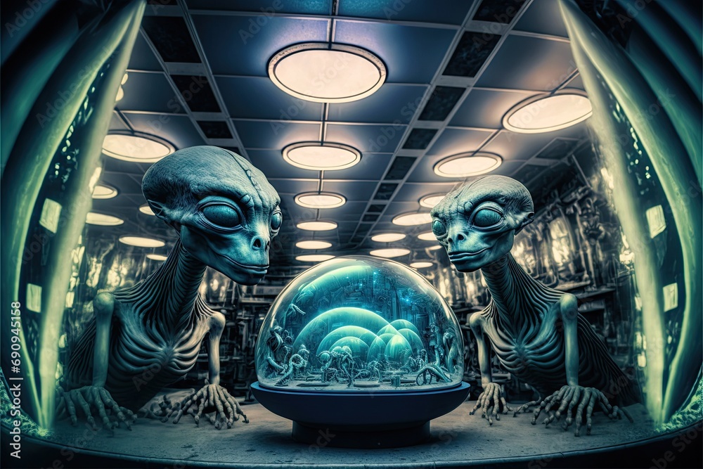 Alien museum with a series of galleries dedicated to different ...