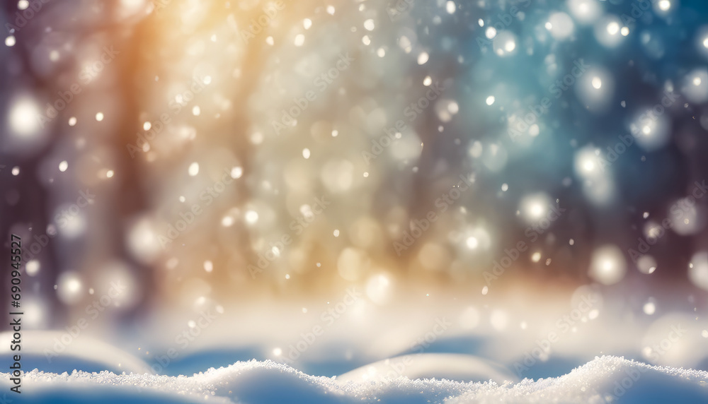 Obraz premium Snow background defocused bokeh aesthetic