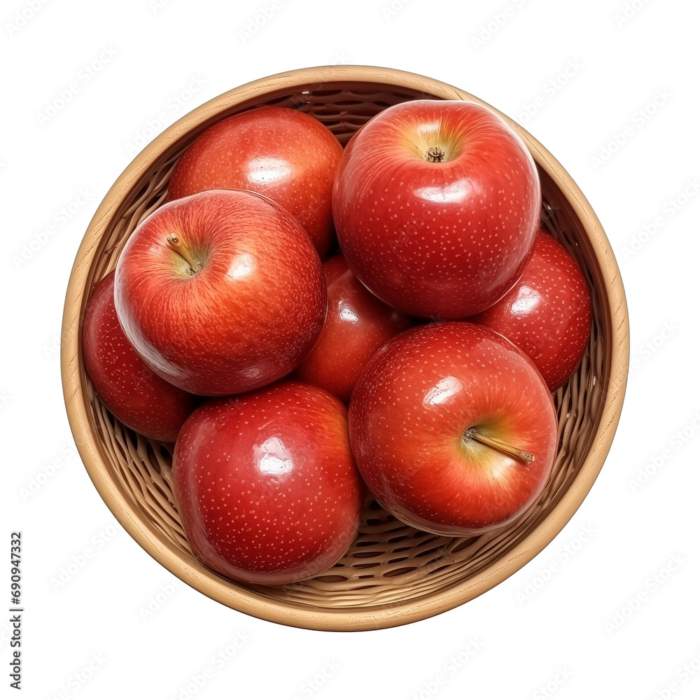 Fresh red apple in the traditional wooden basket. Fresh red apple in the traditional wooden basket.