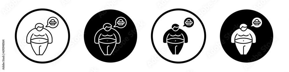 Fat man icon set. big body person vector symbol. overweight man sign in black filled and outlined style.
 - obrazy, fototapety, plakaty 