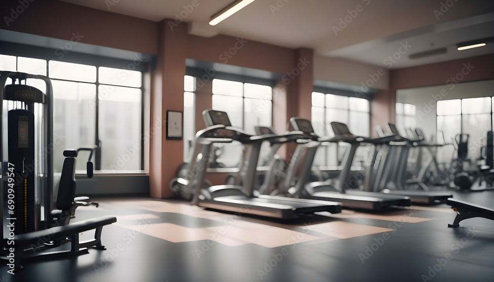 Fototapeta premium Indoor Fitness Equipment for Athletic Exercise and Weight Training in a Health Club Gym. Generative AI