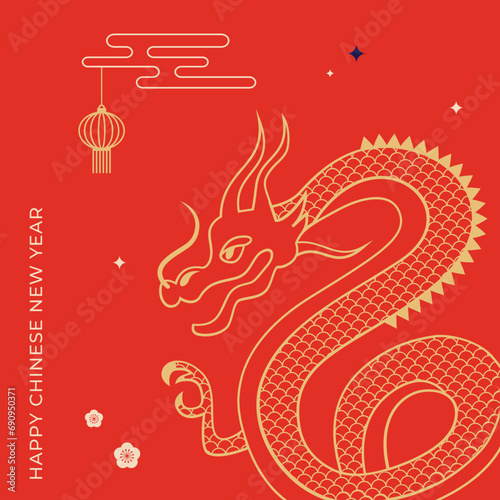Chinese New year  Dragon new year. SVG Story template  envelopes design  greeting card. Modern minimalist vector design