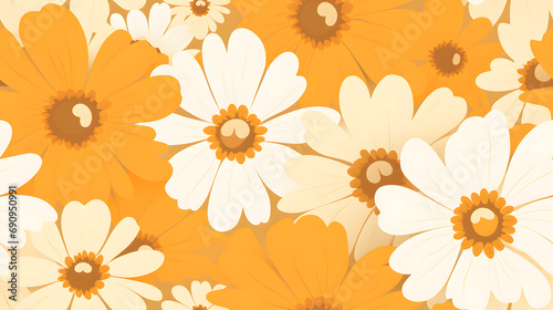 Seamless 70s daisy floral wallpaper