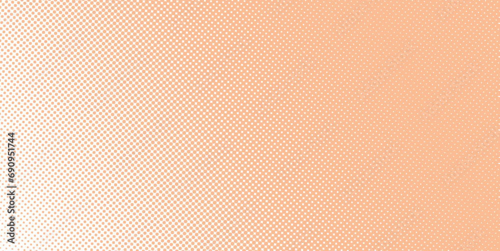 Obraz premium Vector gradient peach fuzz trendy 2024 color comic pop-art halftone background template, texture. Vector illustration Geometric vintage monochrome fade wallpaper. Pop art print. Dotted retro