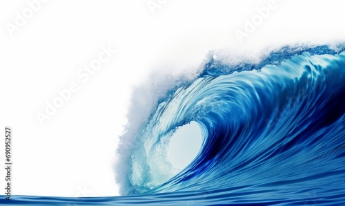 blue ocean wave, isolated on white background cutout, Generative AI