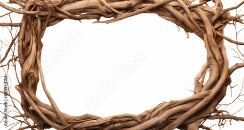 tree roots frame isolated on white background cutout, Generative AI photo