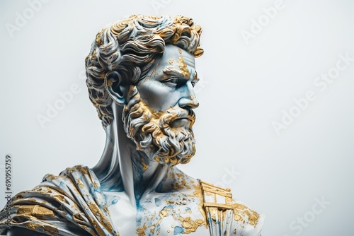 A abstract stoic marble sculpture, statue, bust of a ancient roman, greek person portraying stoicism.