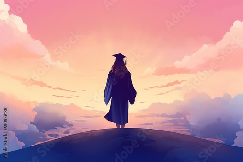 Graduation season presented through a simple gradient banner background. graduation season, simple, gradient banner background