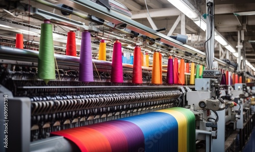 A Vibrant Display of Thread Spools on a Sewing Machine