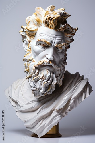 A abstract stoic marble sculpture  statue  bust of a ancient roman  greek person portraying stoicism.