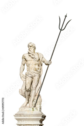 Poseidon statue at Venice Italy isolated on transparent background