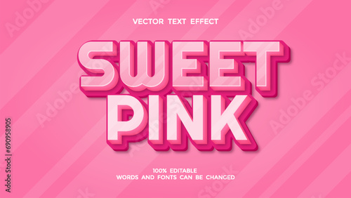 sweet pink editable 3d text effect photo