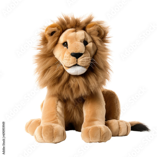 Plush Lion Isolated nn Clear Background, Stuffed Animal Toy photo