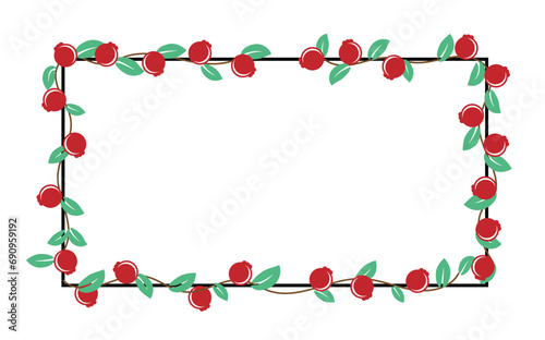 Cranberries Decorative Frame. Floral and natural graphic resource vector