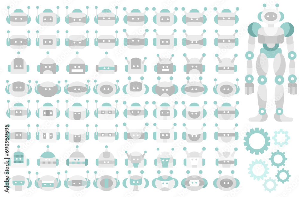 Robot vector icon illustration collection Robot vector icon illustration collection