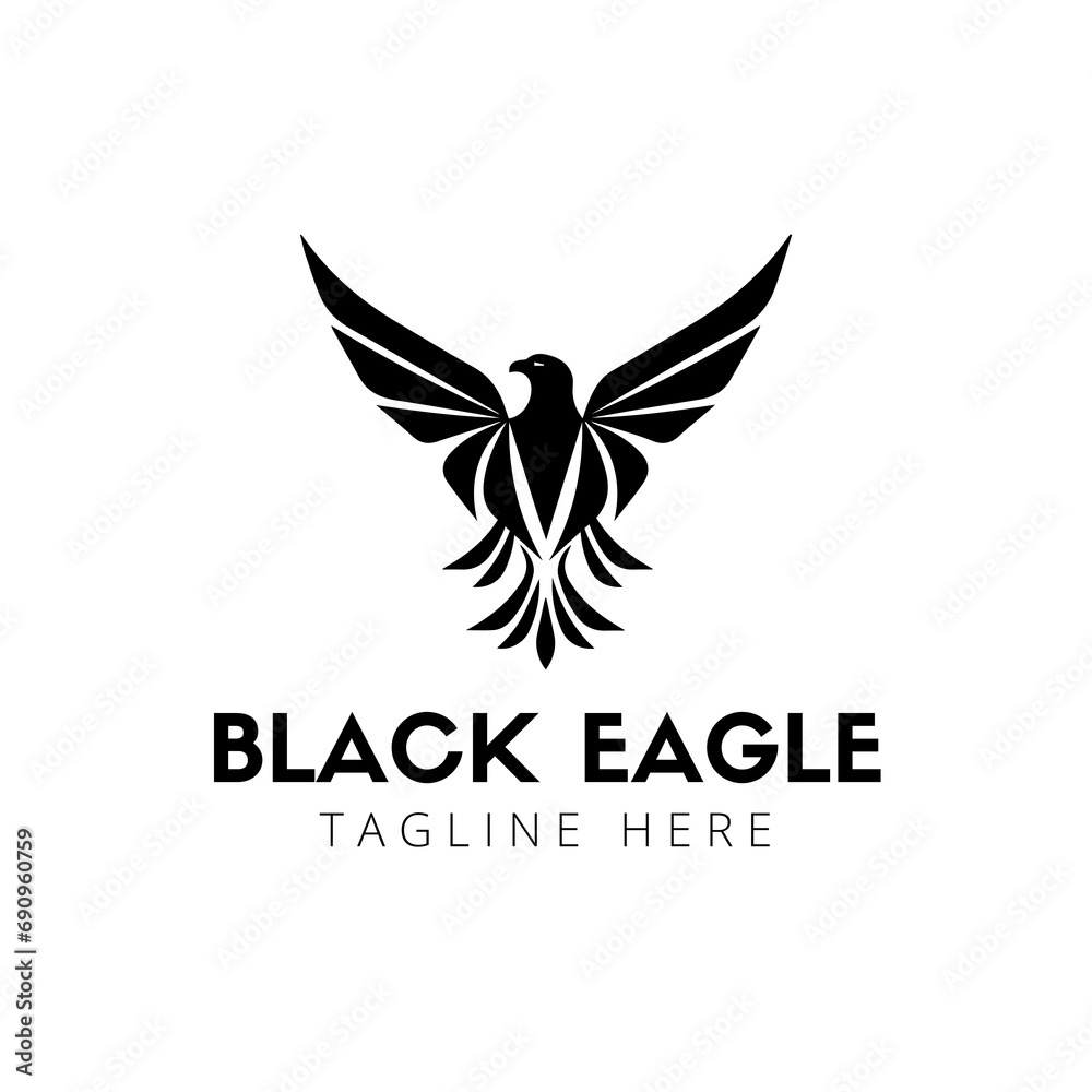 Black Minimalist Eagle Logo Design 