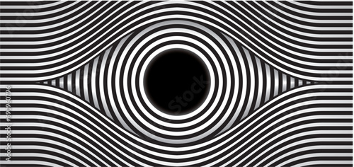 Abstract hypnotic eye. Panoramic. Vector illustration.