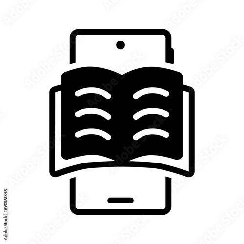 Solid black icon for E book