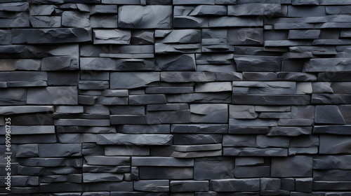 pattern of decorative black slate stone wall surface.. Generative AI.
