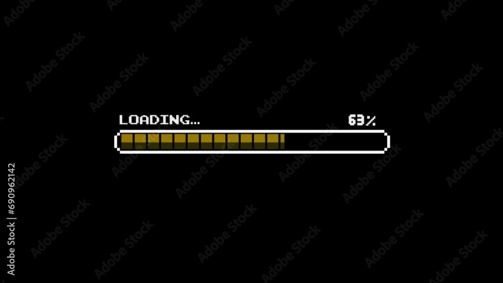 Loading bar downloading bar loading screen pixelated progress on transparent background 