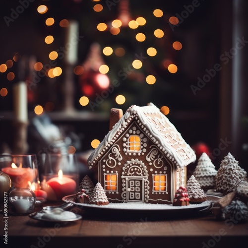 Christmas gingerbread house with decoration