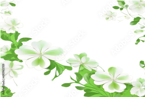 close-up of a green flower pattern isolated on white background with green flowers. Generative Ai 