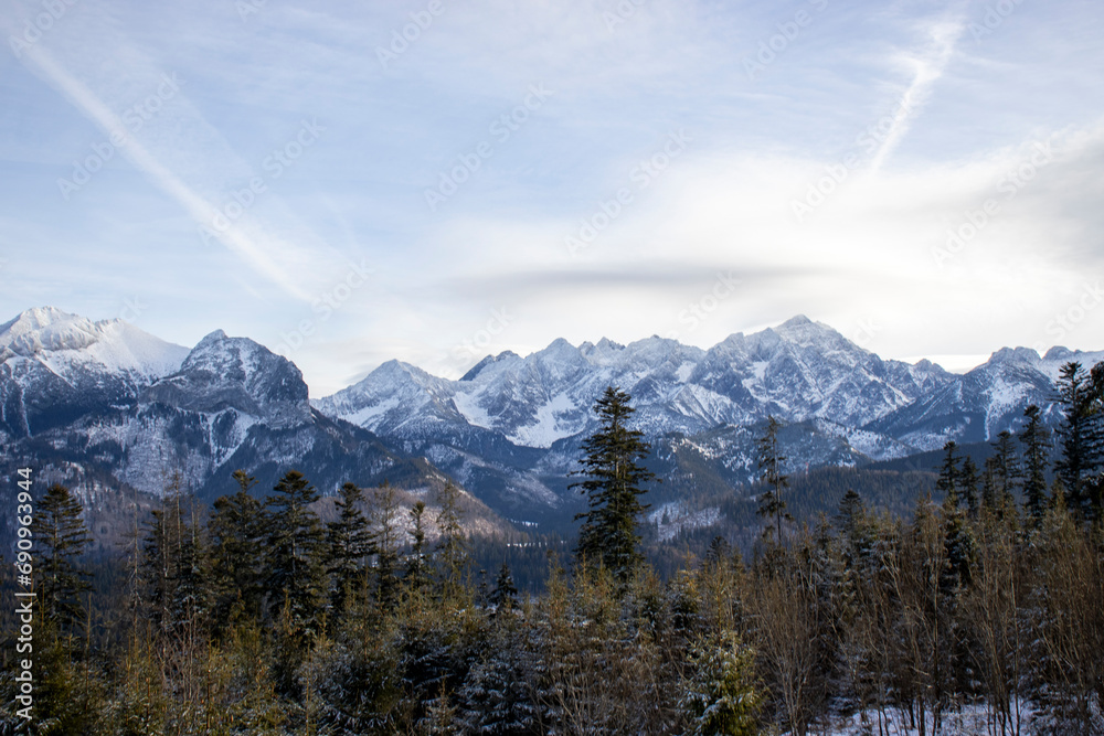  Majestic winter landscape of Polish Tatra Mountains, Zakopane.