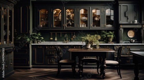 Dark luxury vintage style kitchen interior © Yulia Furman