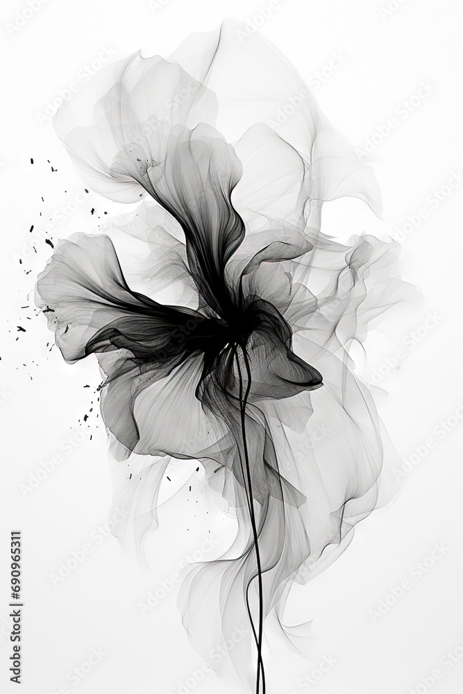 Fototapeta premium Abstract gentle organic transparent flowers, cyber silverpoint impressionism. Great as wallpaper, background, postcard, banner.