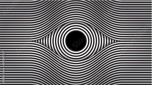 Abstract hypnotic eye. Dimension 16:9. Vector illustration.