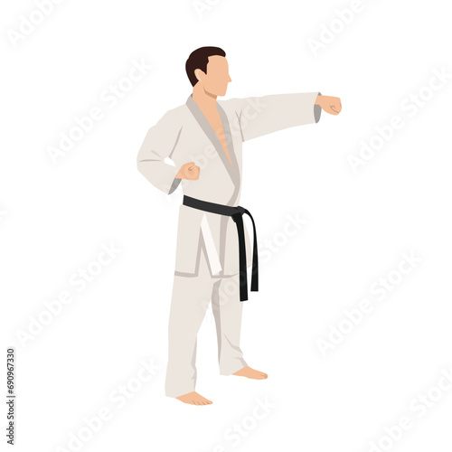 Karate stance character illustration. Asian martial art. Flat vector illustration isolated on white background