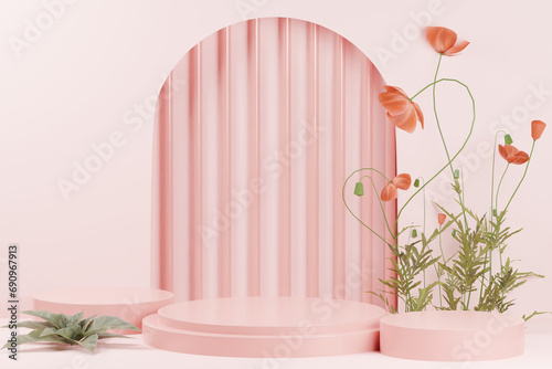 3d rendering podium background illustration element