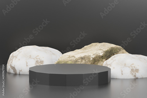 3d rendering podium background illustration element
