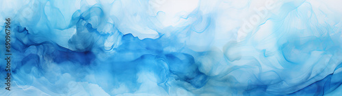 A blue and white abstract watercolor backgroud banner design