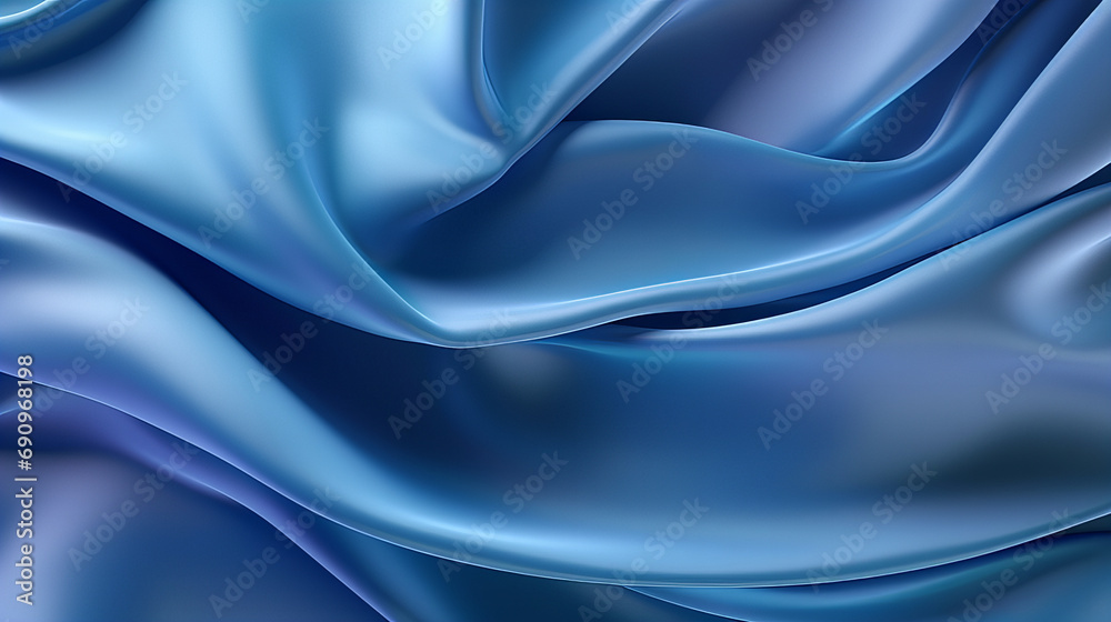 Obraz premium A close up of a blue abstract satin fabric, luxury fabric design background