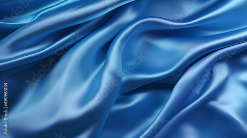 A blue abstract satin fabric background, luxury fabric design