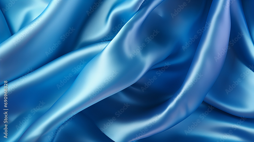 A close up of a light blue abstract satin fabric, luxury fabric background design