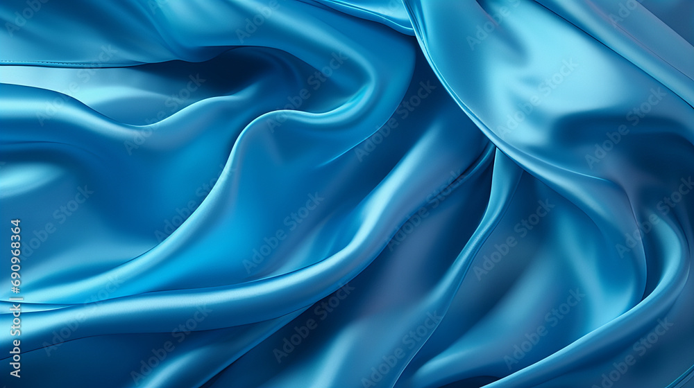 Fototapeta premium A blue abstract and luxury satin fabric designed background