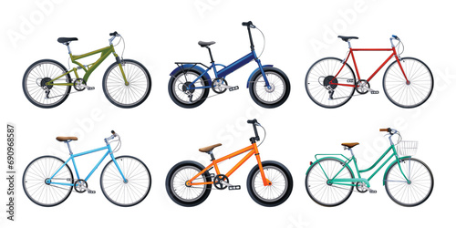 Set of bicycles in various types. Vector illustration