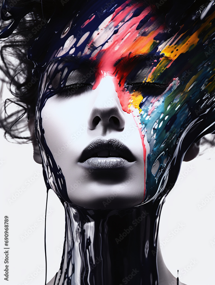 portrait of a person with a painted face colorful portrait of a person with a painted face colorful