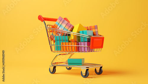 shopping cart with money
