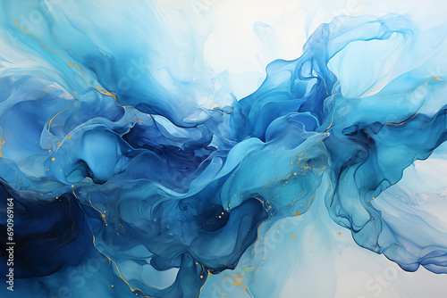 A screenshot of a blue abstract background, in the style of serene watercolors, new topographics, fluid gestures, light blue, pontormo, lively coastal landscapes, ai generative photo