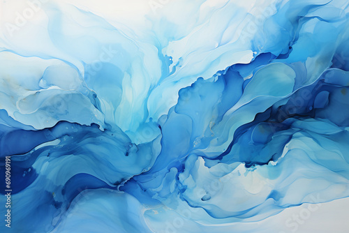 A screenshot of a blue abstract background, in the style of serene watercolors, new topographics, fluid gestures, light blue, pontormo, lively coastal landscapes, ai generative photo