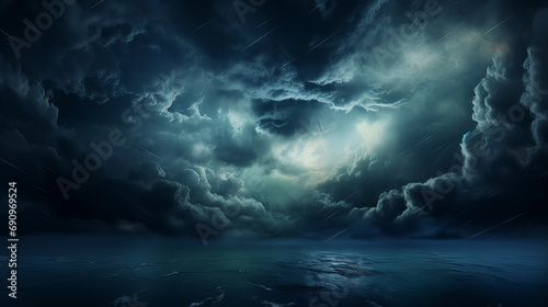 beautiful and mysterious looking dark clouds  over the sea  ocean background