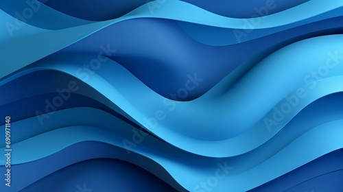 Abstract Blue Paper Cut Shapes on 3D Background AI Generated