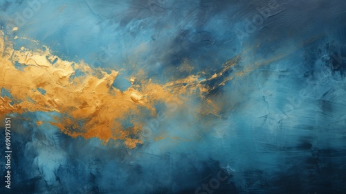 Abstract Paint Background by Deep Blue and Gold AI Generated © Alex
