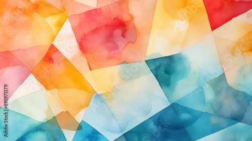 Abstract Watercolor Artwork with Geometric Shapes for Social Media Banner AI Generated
