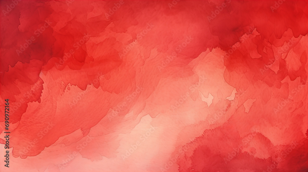 A bright red and white designed watercolor background, abstract - obrazy, fototapety, plakaty 