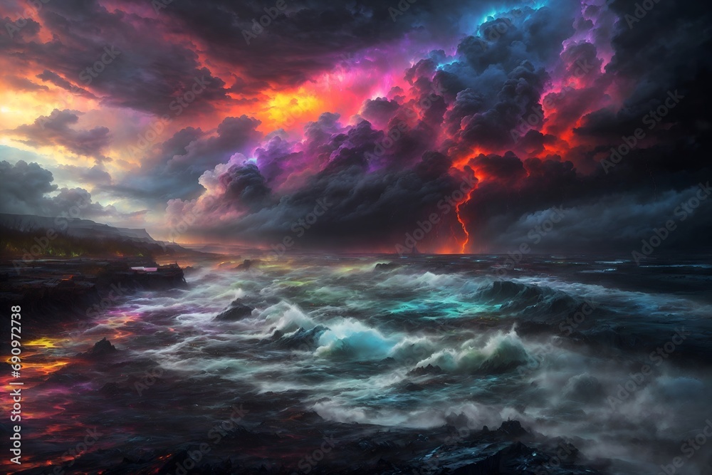  beautiful storm clouds over an ocean with ocean waves